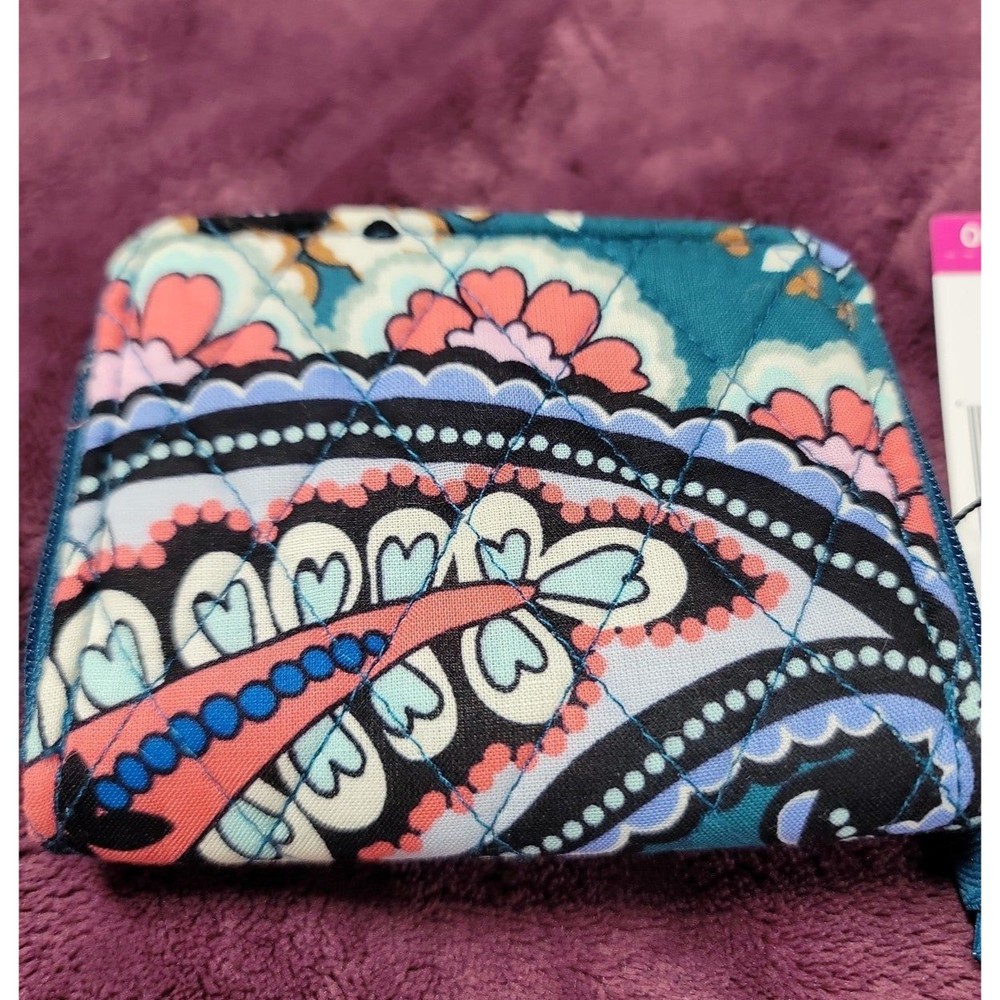 Vera Bradley Haymarket Paisley Jewel RFID petite zip around wallet.